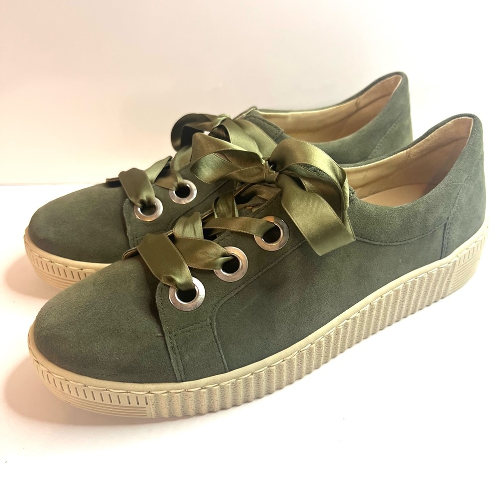 Gabor 23.330-15 Green Suede Fashion Sneakers Size 9.5